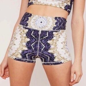 Wolven Patterned Blue and Gold Athletic Shorts